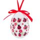 Ou decorativ de Paste, alb, pictat buburuza, 7.5 cm