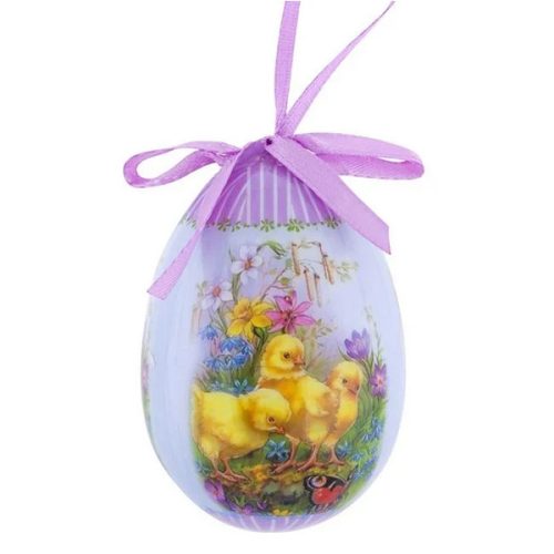 Ou decorativ de Paste, lila, cu model puisor si flori