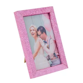   Rama foto decorativa cu fotografia ta, lemn, roz glitter, 10 x 15 cm