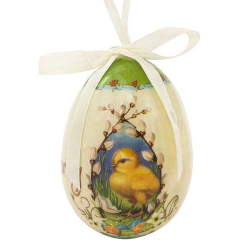 Ou decorativ de Paste, pictat pui mesaj ”Spring", 7.5 cm
