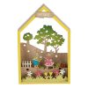 Decoratiune de Paste din lemn Casuta Iepurasi Baiat si Fetita, 14 x 4 x 22 cm