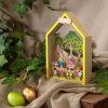 Decoratiune de Paste din lemn Casuta Iepurasi Baiat si Fetita, 14 x 4 x 22 cm