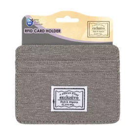   Portofel / ​portcard textil gri, protectie RFID, 5 compartimente, 10 x 7.5 cm
