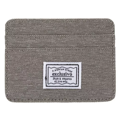 Portofel / ​portcard textil gri, protectie RFID, 5 compartimente, 10 x 7.5 cm