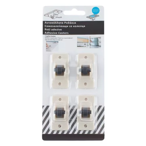 Roti pivotante autocolante sin plastic, albe 4.7 x 2.4 cm, 4 bucati