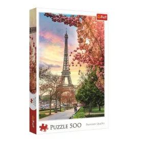   Puzzle Trefl, Paris Turnul Eiffel, pomi infloriti, 500 de piese