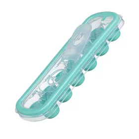   Cutie din silicon pentru cuburi de gheata verde, capac din plastic transparent, 12 compartimente