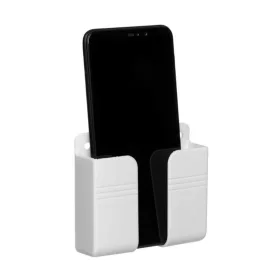   Suport de perete alb pentru telefon, telecomenzi, etc, 8.6 x 2.8 x 9.9 cm