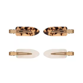 Clame metalice aurii cu maro si fildes, 6 cm,  4 bucati