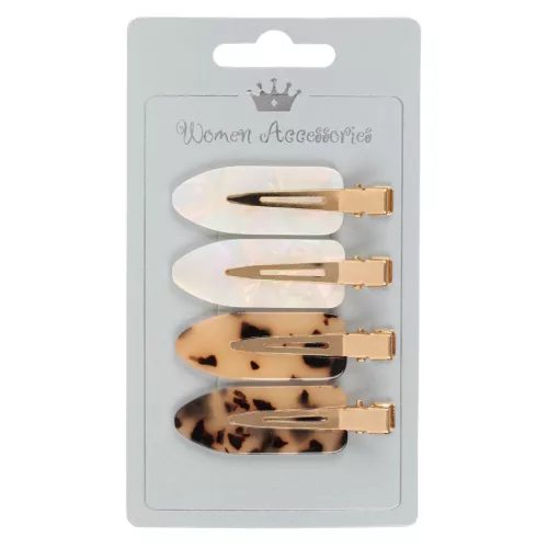 Clame metalice aurii cu maro si fildes, 6 cm,  4 bucati