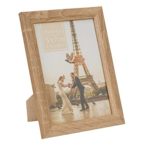 Rama foto decorativa din lemn cu aspect sulptat, 13 x 18 cm, maro