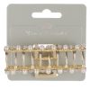 Clama par de culoare aurie, perle albe & strass, 9 cm