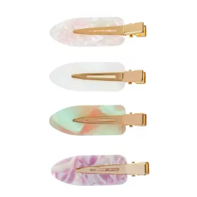   Clame metalice par, aurie / roz / lila / fildes, 6 cm,  4 bucati