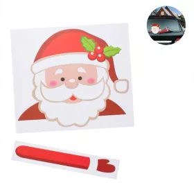   Autocolant auto decorativ cu Mos Craciun ce saluta, 20.7 x 26.7 cm