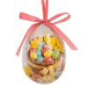 Ou decorativ de Paste, cos cu oua colorate si flori galbene,  7.5 cm