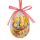 Ou decorativ de Paste, cos cu oua colorate si flori galbene,  7.5 cm