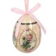Ou decorativ de Paste, bej, cu trandafiri roz, vintage, 7.5 cm