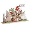 Decoratiune de Paste din lemn Iepurasi cu blanita, gardulet, 25 x 5 x 15 cm
