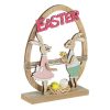 Decoratiune de Paste din lemn Iepurasi Baiat si Fetita, mesaj "Easter",  13 x 4 x 16.5 cm