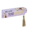 Decoratiune din lemn cu mesaj "We Love you Mom",  24 x 6.5 cm
