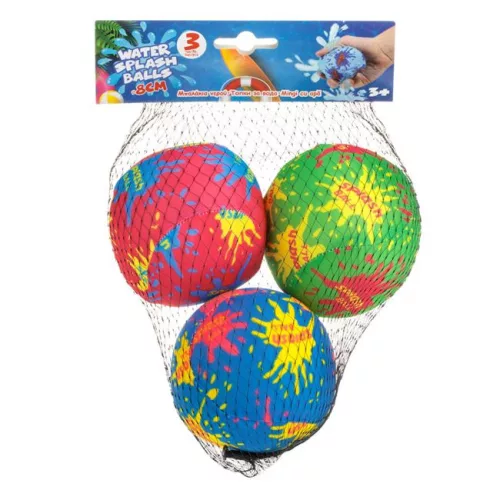 Set 3 mingi textile care absorb apa, 8 cm, multicolore