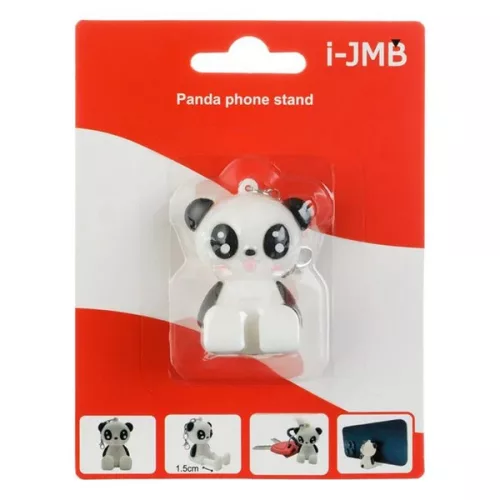 Suport/stand de birou pentru telefon mobil Panda, prindere tip breloc, 3.5 x 3.5 x 5 cm
