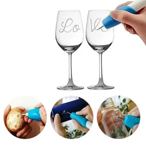 Pix pentru gravat, functionare cu baterii, alb/albastru