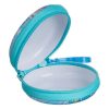 Portofel metalic pentru copii, rotund, model Frozen, cu breloc, 7.5 cm, bleu