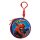 Portofel metalic pentru copii, rotund, model Spiderman, cu breloc, 7.5 cm, rosu