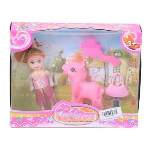 Sandra păpușă roz ponei cu accesorii