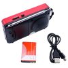 Radio portabil JOC-H011UR, MP3, microSD/USB,FM, afisaj electronic, acumulator BL-5C, negru/rosu