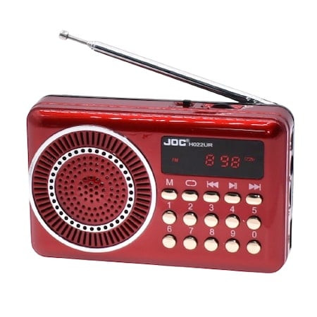 Radio portabil JOC - H1022USB, MP3, microSD/USB,FM, afisaj electronic, acumulator 2000 mAH, rosu