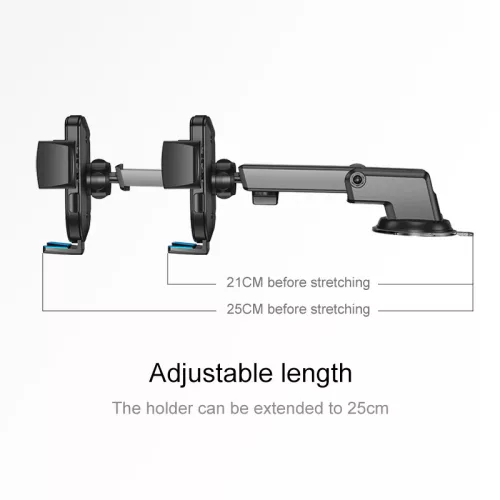 Suport auto Joyroom JR-OK3, cleme laterale, MultiAngle, brat ajustabil, prindere pe bord/parbriz, negru
