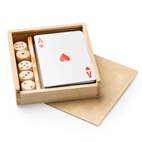 Set carti de joc si zaruri din lemn, cutie inclusa