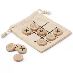 Set joc X si 0, 10 piese din lemn, in saculet de bumbac