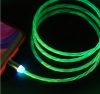 Cablu de incarcare JXL-219, 2 capete magnetice (Type-C, Micro USB), flux luminos, verde