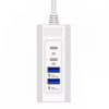 Incarcator casa Elworld JXL-255, 4 porturi (2 x USB, 2 x PD), cablu prelungitor 1 metru, alb
