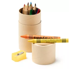   Set de colorat in tub, 6 creioane normale, 6 creioane cerate, 1 ascutitoare
