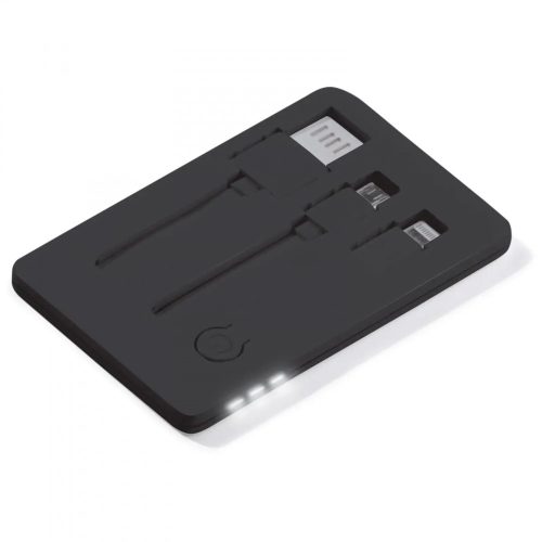 Set 3 in 1 Toppoint Card Connect, cablu USB cu 2 capete (Lightning si MicroUSB) si lanterna LED, negru