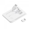 Set 3 in 1 Toppoint Card Connect, cablu USB cu 2 capete (Lightning si MicroUSB) si lanterna LED, alb