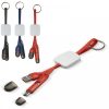 Cablu de incarcare tip breloc cu 2 capete (Type-C, MicroUSB), 17 cm, rosu