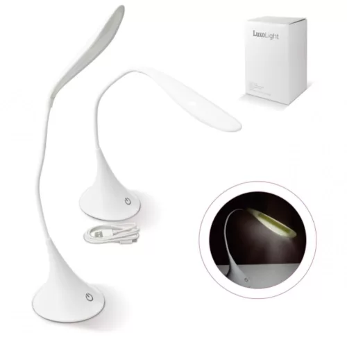 Lampa LED LuxoLight, gat flexibil, alimentare baterii sau cablu MicroUSB, alba