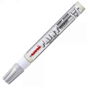   Marker cu vopsea UNI PX-20, varf rotund, 2.2-2.8mm , argintiu lucios