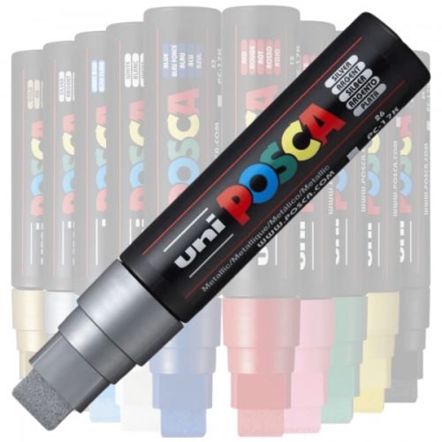 Marker UNI Posca PC-17K, varf tesit, 15.0mm argintiu