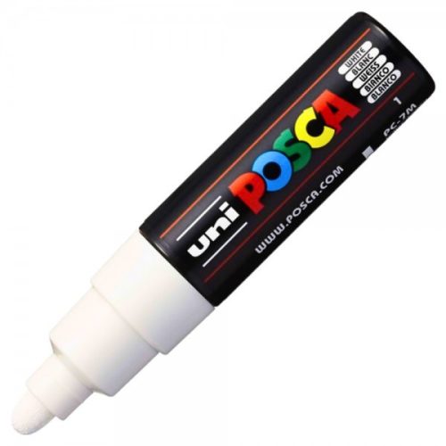 Marker UNI Posca alb  PC-7M, varf rotund, 4.5-5.5mm