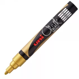   Marker cu creta UNI Chalk PWE-5M, varf rotund, 1.8-2.5mm, auriu