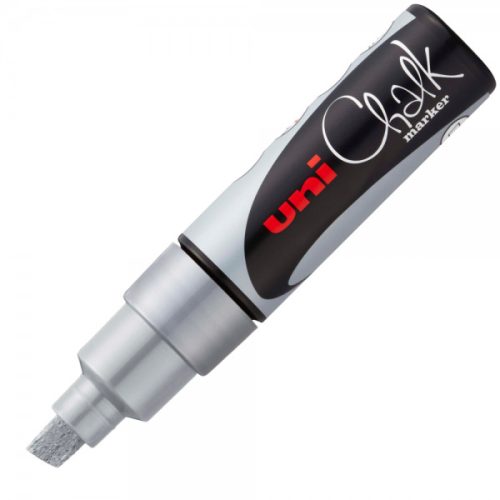 Marker cu creta UNI Chalk PWE-8K, varf tesit, 8.0mm, argintiu