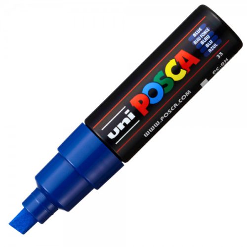 Marker UNI Posca PC-8K, varf tesit, 8.0mm, albastru