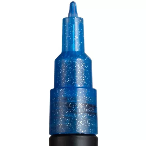 Marker UNI Posca albastru sclipici PC-3M, varf rotund, 0.9-1.3mm
