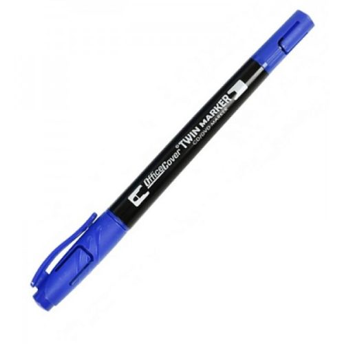 Marker permanent Office-Cover EP11-2088CD-12, varf rotund, 0.4mm / 3.0mm, 2 capete, pentru CD, albastru